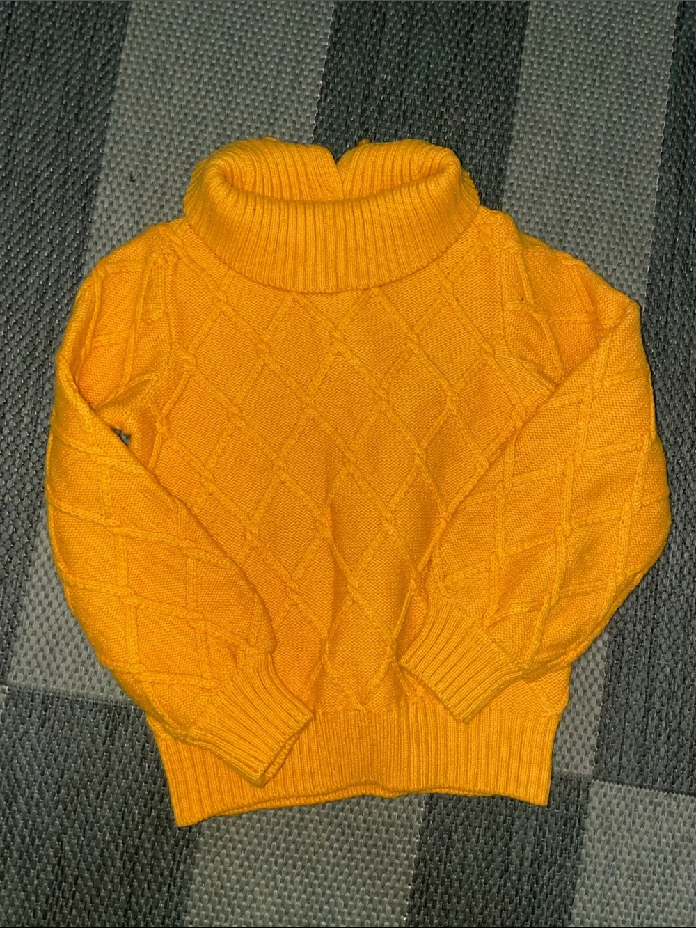 Janie and Jack Bright Yellow Diamond-Knit Turtleneck Sweater